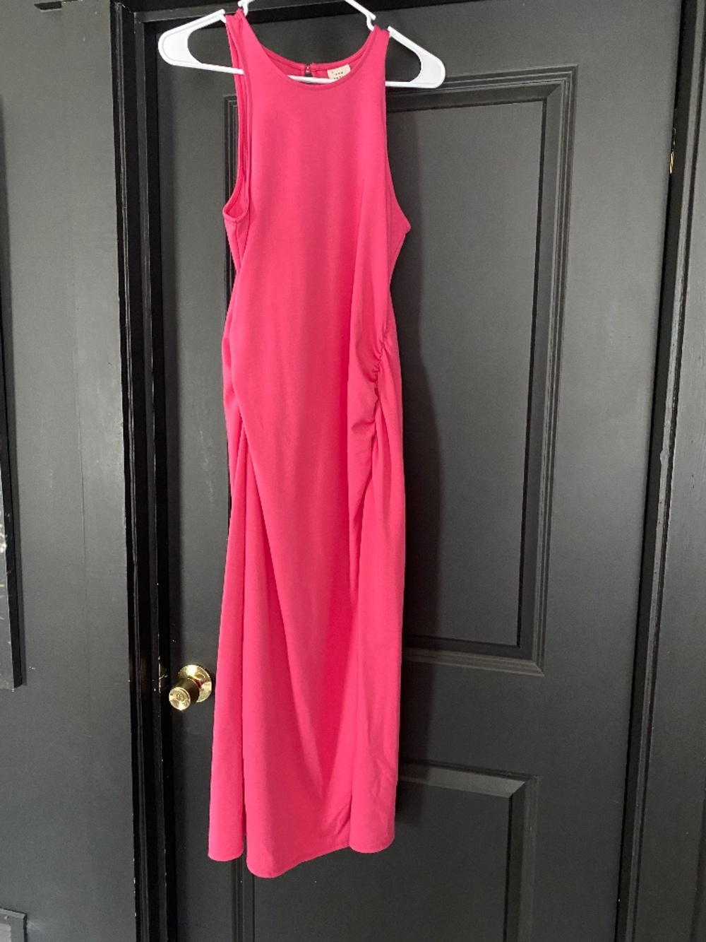 A new day pink maxi ruched side sleeveless dress size m
